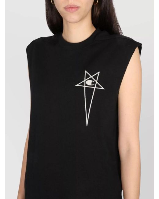 Rick Owens Black Cotton Sleeveless Tank Top