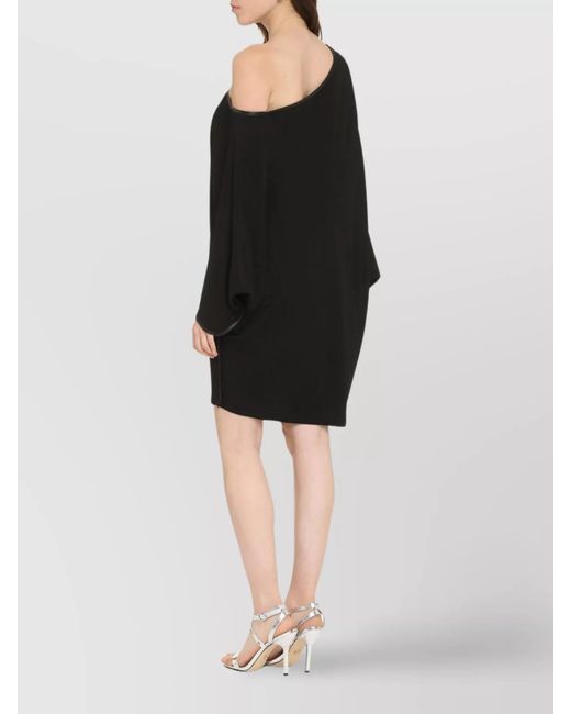 Tom Ford Black Off-Shoulder Asymmetric Mini Dress