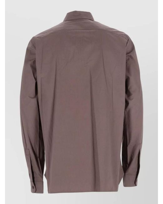 Rick Owens Brown Regular Fit Shirt Long Sleeves Two Pockets for men