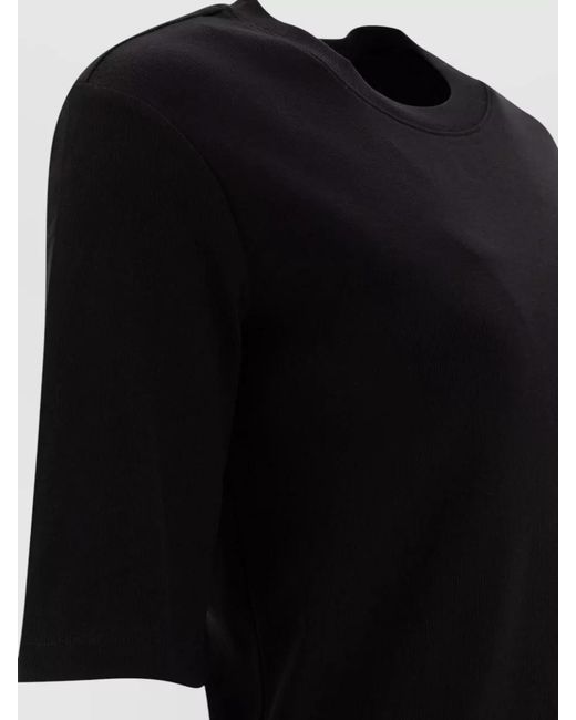Sandbeige Black Plain Crew Neck Short Sleeve Top