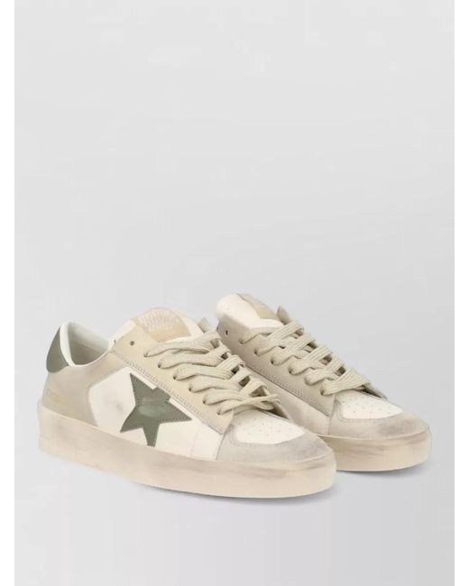 Golden Goose Deluxe Brand Natural Sneakers Contrast Star Patch Perforated Toe Box