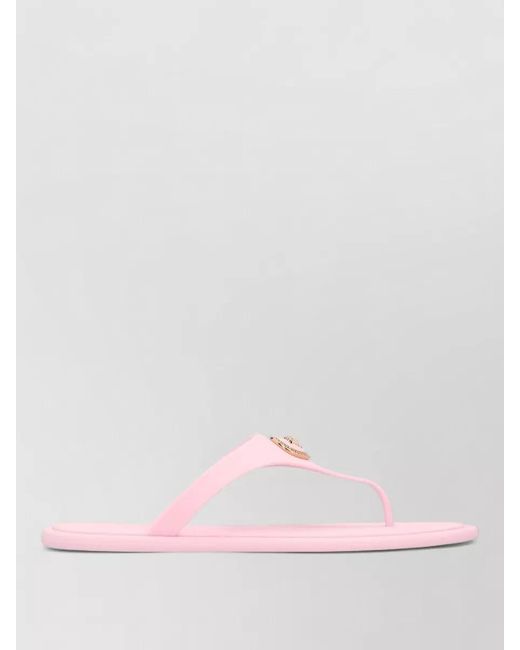 Versace Pink Alia Rubber Slides Open Toe Flat