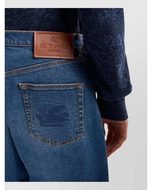Etro Blue Straight-Leg Jeans for men