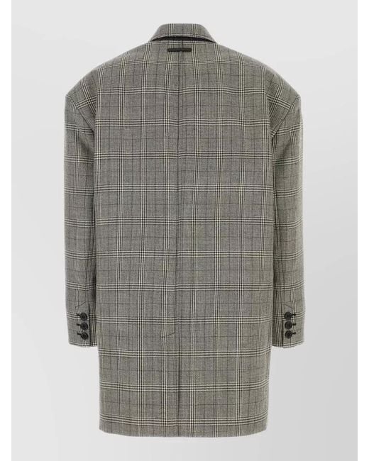 Marni Gray Wool Blazer Oversize Embroidered Checked Design