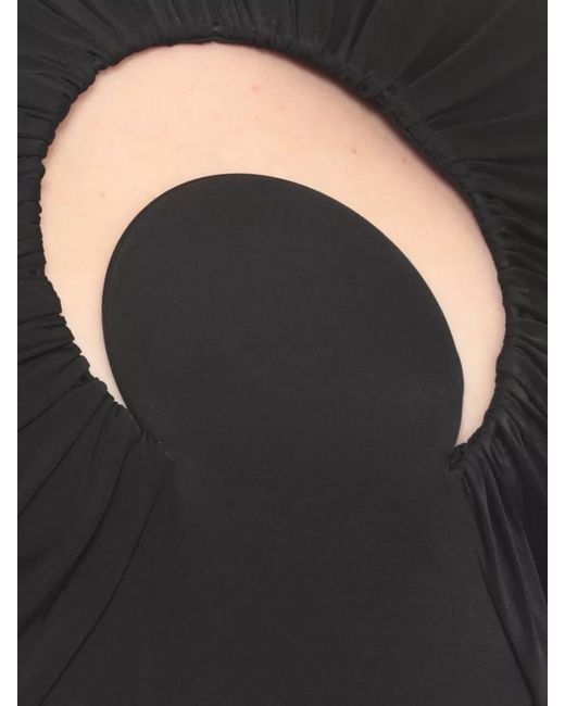 MARINE SERRE Black Viscose Dress Moon Cutout Round Neckline