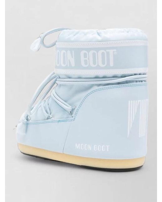 Moon Boot Blue Silk Logo-Print Lace-Up Snow Boots