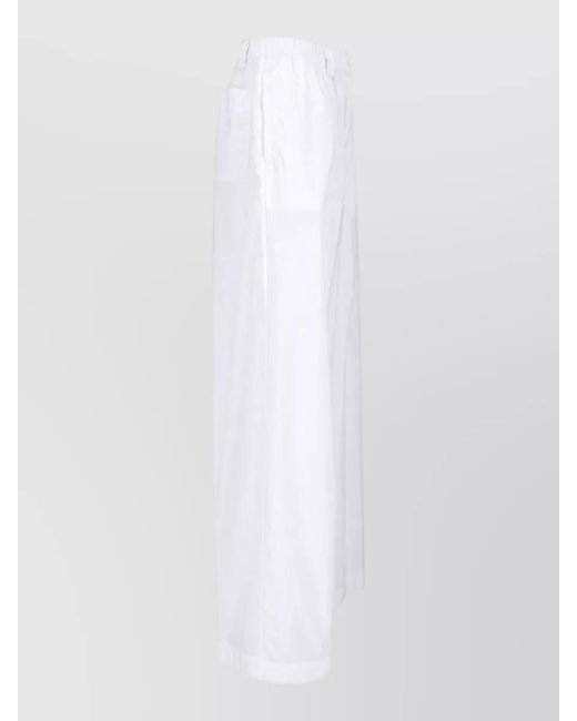 Aspesi White Straight Leg Trousers Side And Back Pockets