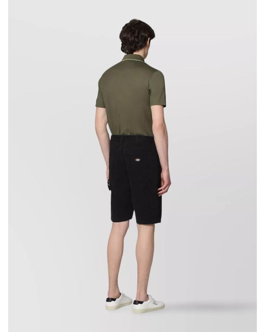 Paul & Shark Green Ribbed Cotton Short-Sleeve Polo Shirt for men