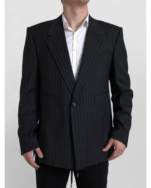 Dolce & Gabbana Blue Striped Slim-Fit Single-Breasted Blazer for men