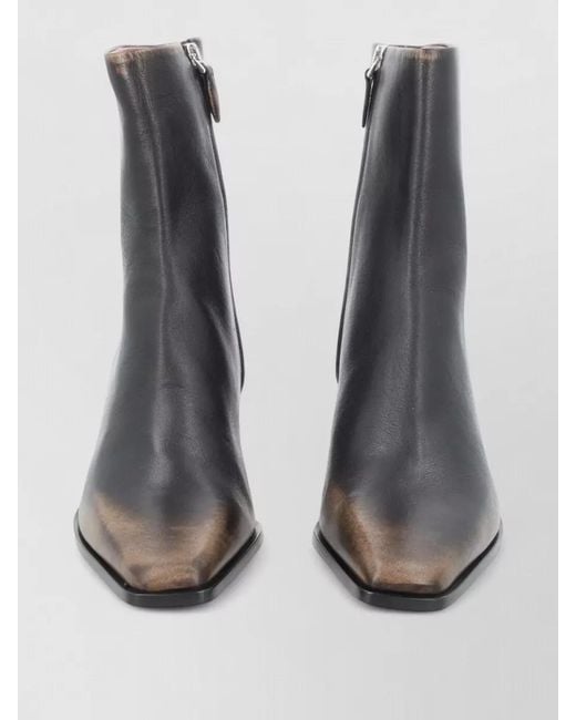 Paris Texas Gray Ankle Boots Block Heel Square Toe Design