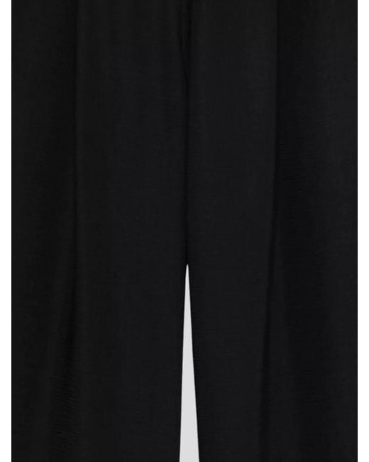 Emporio Armani Black Wool Blend Wide Leg High Waist Trousers