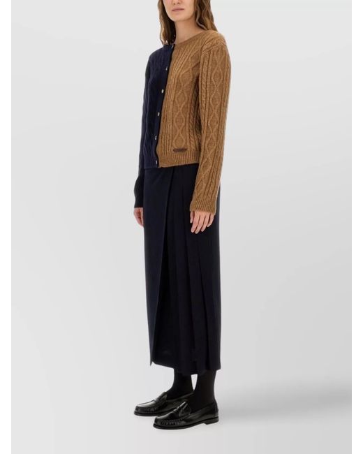Moschino Blue Wool Pleated Midi Skirt