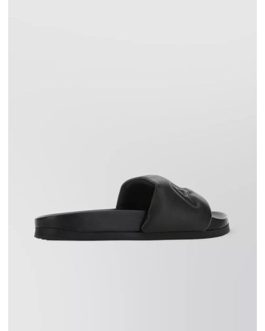 Ambush Black Leather Quilted Slippers for men
