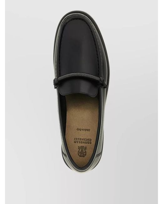 Brunello Cucinelli Black Penny Loafer Leather Loafers Monile Detail