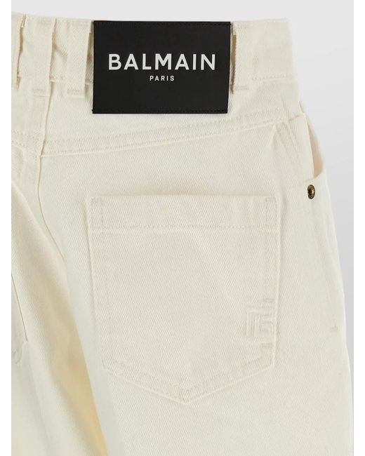 Balmain White Denim High-Rise Straight-Leg Jeans