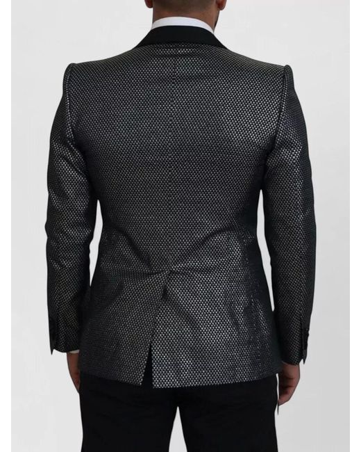 Dolce & Gabbana Black Silk Slim-Fit Single-Breasted Jacquard Dinner Jacket for men
