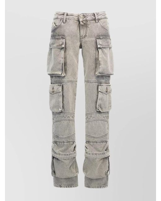 The Attico Gray Cotton Straight-Leg Jeans