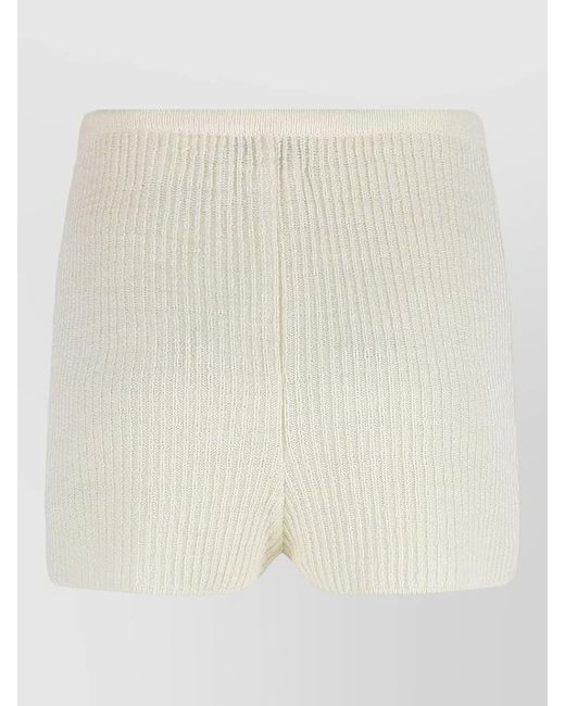 LeKasha Natural Crochet Knit Shorts Ribbed Texture Design
