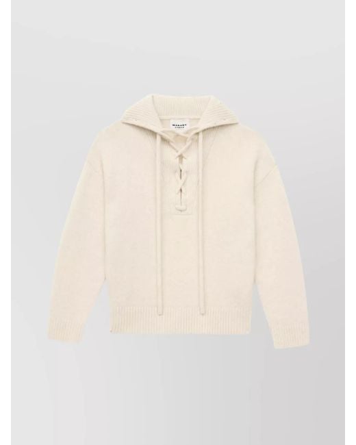 Isabel Marant Natural Hooded Top With Ribbed Cuffs And Hem