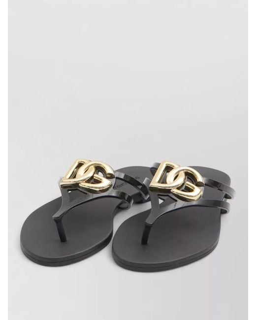 Dolce & Gabbana Gray Rubber Thong Sandals