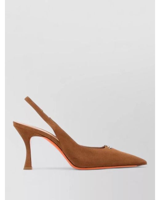 Santoni Brown Suede Leather Pumps