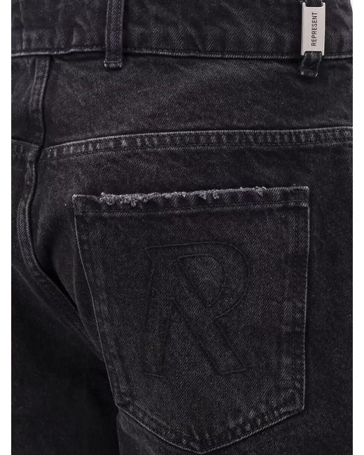 Represent Blue Stonewashed Denim Bermuda Shorts Belt Loops for men