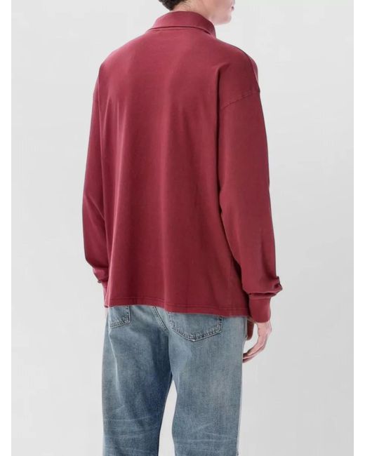 Acne Red Half Zip Funnel Neck Cotton Sweater for men