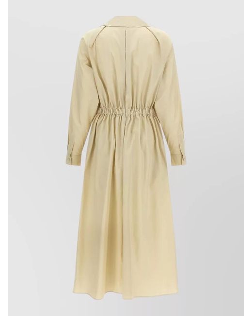 Max Mara Natural Mxmpedaggi Dress Elasticated Waist Long Sleeves