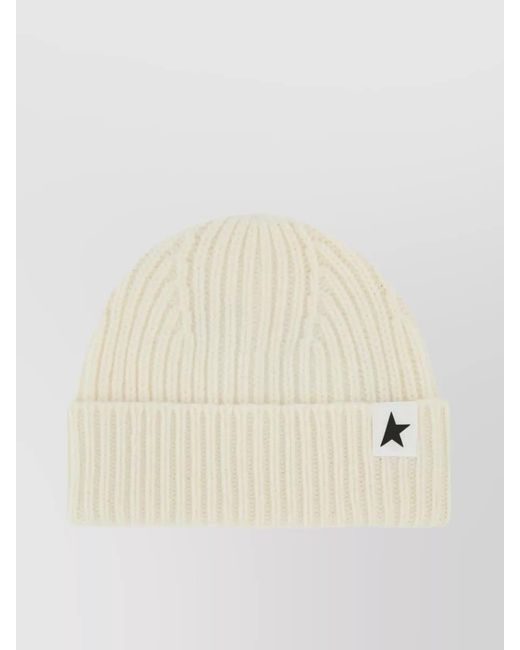 Golden Goose Deluxe Brand Natural Ribbed Wool Beanie Hat