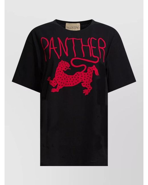 Valentino Black Cotton Printed T-Shirt