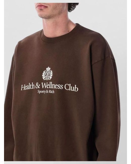 Sporty & Rich Brown Crest Logo Crew Neck Knit Sweater for men