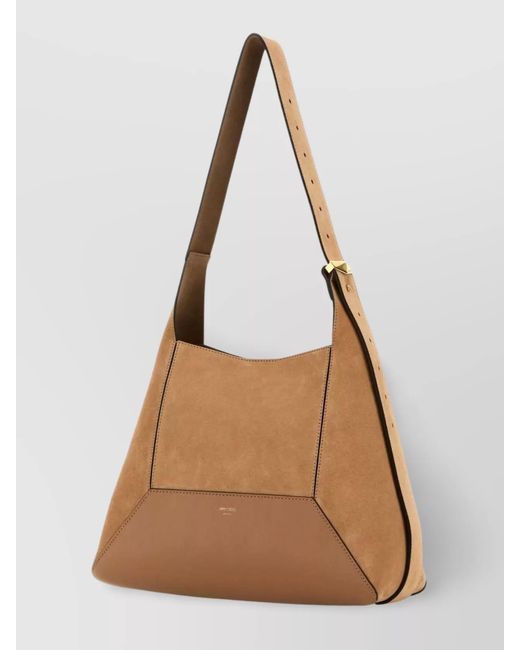 Jimmy Choo Brown Diamond Suede Leather Medium Shoulder Bag