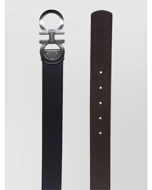 Ferragamo Metallic Leather Reversible Adjustable Belt for men