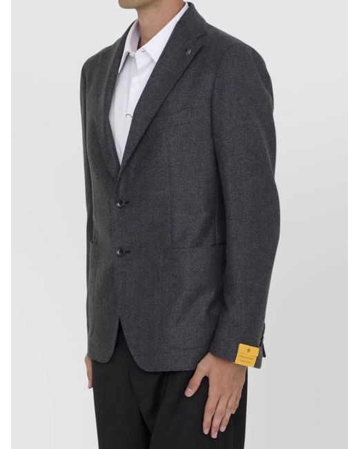 Tagliatore Gray Single-Breasted Wool-Blend Blazer for men