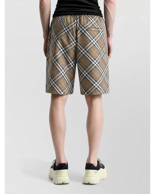 Burberry Gray Check Pattern Knee Length Quick Dry Shorts for men