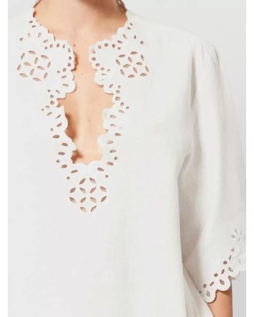 Isabel Marant White Eyelet Loungewear Top Relaxed Fit Neckline