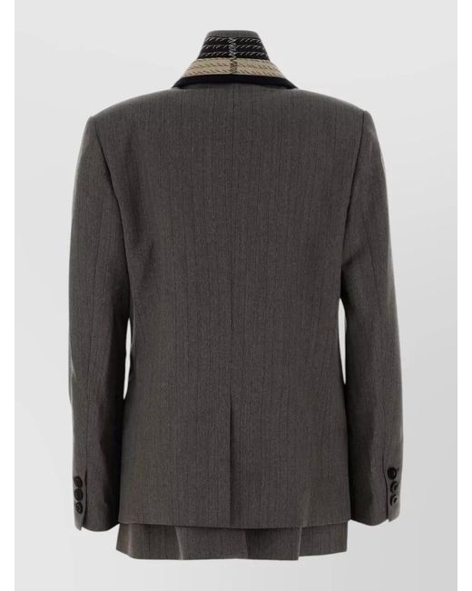 Sacai Black Embroidered Wool Blazer