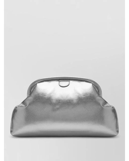 Stella McCartney Gray Chain Strap Clutch Metallic Finish Bag