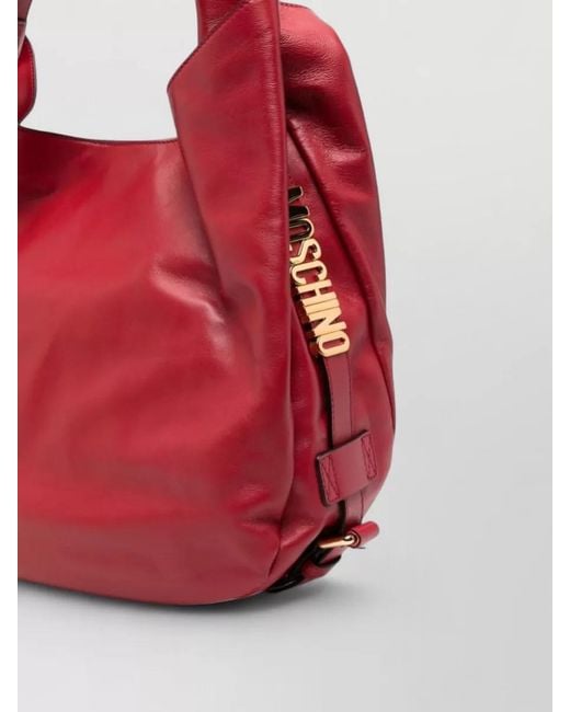 Moschino Red Shoulder Bag Daily Use Top Handles Leather