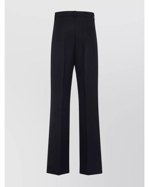 Prada Blue Virgin Wool High-Rise Wide-Leg Trousers