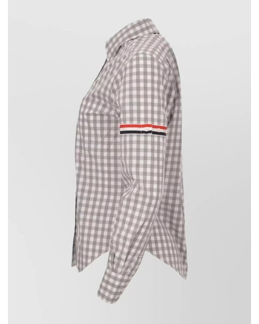 Thom Browne White Cotton Gingham Check Long-Sleeve Shirt