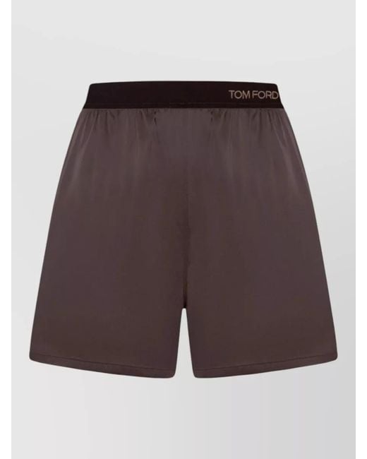 Tom Ford Purple Logo Band Silk Lounge Shorts