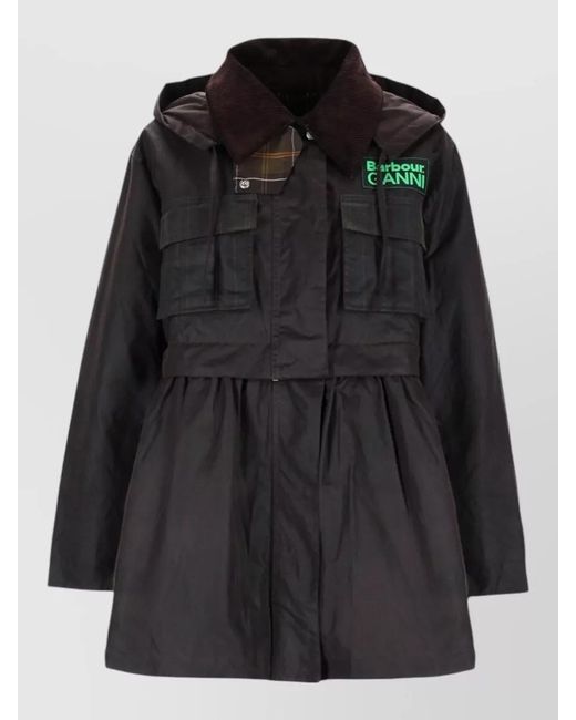 Barbour Black Waxed Cotton Fitted Jacket