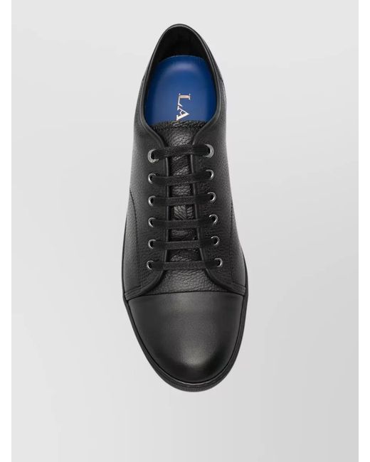 Lanvin Black Lace Up Sneakers Round Toe Lightweight Rubber Sole for men