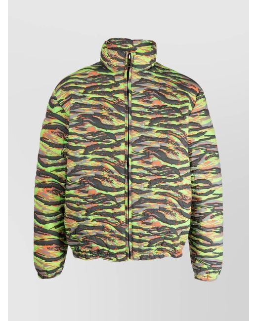 ERL Green Cotton Camouflage-Print Quilted Down Jacket for men