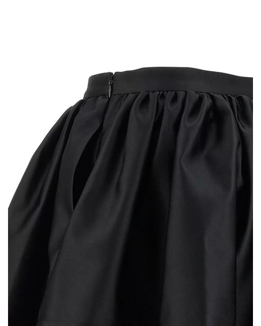 Rabanne Black Satin Skirt Elastic Waist Flared Silhouette