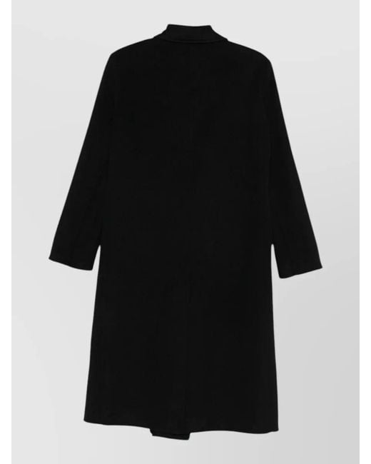 Paltò Black Arianna Wool Coat Double Breasted Longline
