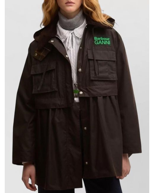 Barbour Black Waxed Cotton Fitted Jacket