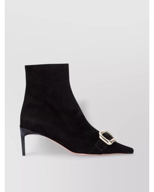 Roger Vivier Black 55 Ankle Buckle Bootie Toe