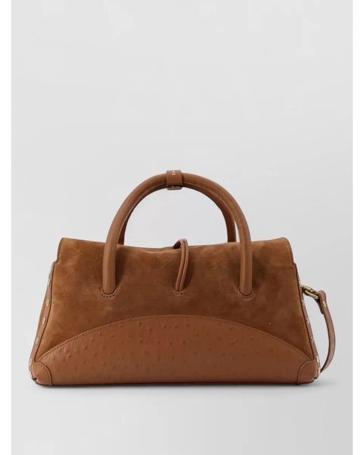 Zanellato Brown Leather Studded Shoulder Bag